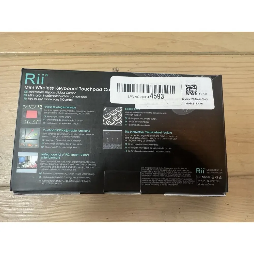 Rii X8 Mini Wireless Keyboard Touchpad Combo RGB Backlit Smart TV PC New OB